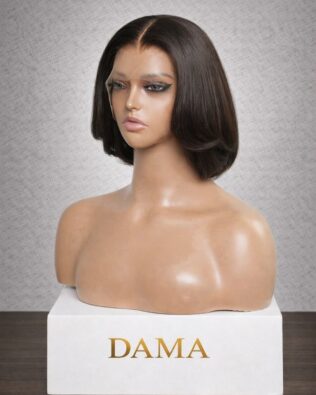 باروكه بوب دانتيل امامي جذور حرير ١٠ انش اسود طبيعي